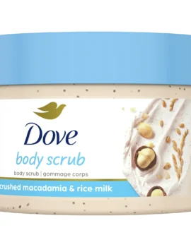 Dove Exfoliating Body Polish Macadamia and Rice Milk Body Scrub All Skin Type, 10.5