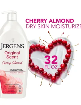 Jergens Original Scent with Cherry Almond Body Lotion for Dry Skin, Body Moisturizer, 32 oz